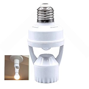 Soquete Sensor de Presença para Lampada E27 360 Graus Movimento Fotocelula Iluminaçao Automatico Residencial Comercial