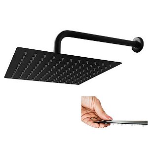 Ducha Chuveiro Slim 20x20 Quadrado Suporte Parede Banheiro Banho Area Externa Piscina Jardim