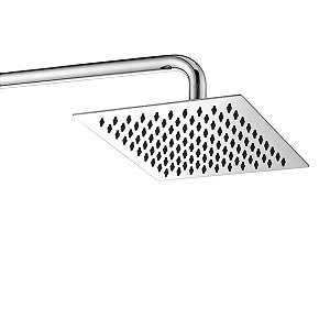 Ducha Chuveiro Cromado Inox 20x20 Slim Suporte Redondo Banheiro Banho Piscina Area Externa