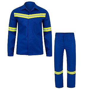 Conjunto Uniforme Faixa Refletiva EPI Segurança do Trabalho Mecanico Eletricista Construçao Obra Serviço Operario