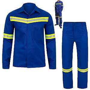 Conjunto Uniforme Faixa Refletiva EPI Segurança do Trabalho Mecanico Eletricista Construçao Civil Obra Serviço Proteçao