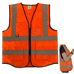 Colete Sinalizador Faixa Refletiva EPI Segurança do Trabalho Obra Construçao Civil Transito Blusao Fluorescente