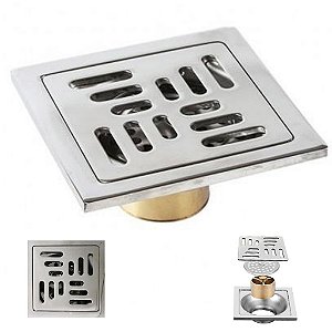 Ralo Inox 10x10 Banheiro Lavabo Anti Odor Anti Inseto Casa Cozinha Quintal Lavanderia Higienico Resistente Seguro