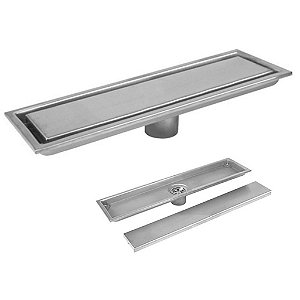 Ralo Linear Inox 50cm Anti Odor Anti Inseto Banheiro Lavabo Invisivel Oculto Lavanderia Seguro Resistente