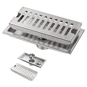 Ralo Linear 30cm Aço Inox Anti Odor Anti Inseto Banheiro Area Externa Piscina Lavabo Quintal Seguro Resistente Higienico