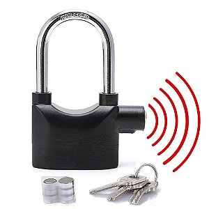 Cadeado Grande Com Alarme Sirene 110 DCB Trava Anti Furto Roubo Segurança Som Alto