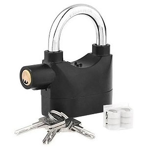 Cadeado Com Alarme Anti Furto Roubo 110 DCB Sirene Alta Som Segurança Moto Carro Casa Proteçao