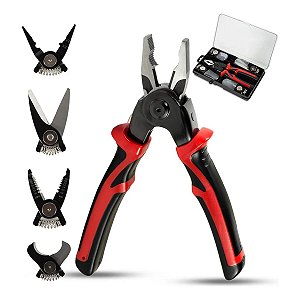 Alicate 5 em 1 Hidraulica Eletricista Obra Construçao Ferramenta Crimpagem Desencapagem Corte Cabo Fio Multifunçao