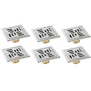 Ralo Inox 10x10 Banheiro Kit 6 Uni Lavabo Anti Odor Anti Inseto Casa Cozinha Quintal Lavanderia Higienico Seguro