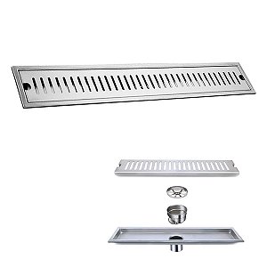 Ralo Linear Inox 60cm Banheiro Anti Odor Anti Inseto Area Externa Lavabo Jardim Quintal Resistente Higienico Grelha