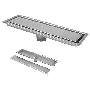 Ralo Linear 40cm Inox Anti Odor Anti Inseto Banheiro Lavabo Oculto Invisivel Lavanderia Seguro Resistente Higienico