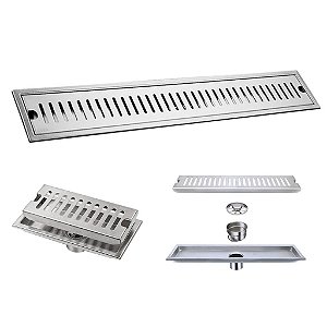 Ralo Linear 50cm Inox Anti Odor Anti Inseto Banheiro Lavabo Area Externa Jardim Quintal Higienico Seguro Resistente