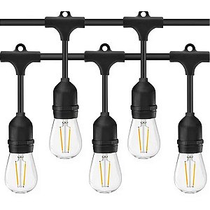 Varal de Luzez Lampadas 10 Metros Extensao 10w 10 Bocais Iluminaçao Decoraçao Festa Formatura Casamento Enfeite