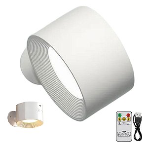 Luminaria Arandela LED 3 Tons USB Bateria Recarregavel Controle Iluminaçao Quarto Sala Cabeceira Mesa Parede Leitura
