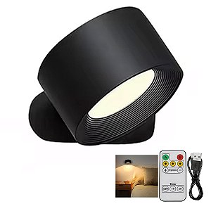 Luminaria Arandela 3 Tons LED Bateria Recarregavel USB Controle Mesa Cabeceira Parede Sala Quarto Iluminaçao
