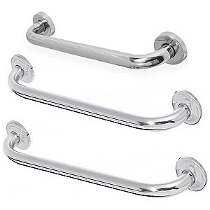 Barra Alça de Apoio Kit 30cm 40cm 50cm Box Banheiro Segurança Suporte Anti Queda Evita Acidentes Acessibilidade PCD