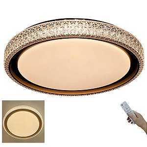 Luminaria Plafon 3 Tons LED Cristal Luxo Controle Remoto Moderno Casa Loja Trabalho Comercial Residencial