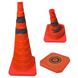 Cone Retratil Refletivo Portatil Dobravel Sinalizaçao Estrada Trafego Obra Segurança Emergencia Balizador Estacionamento
