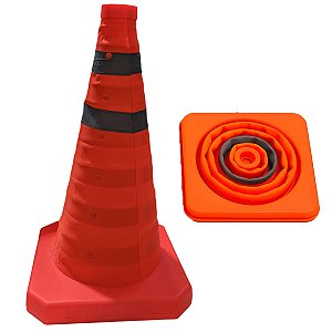 Cone Retratil Sinalizaçao Portatil Dobravel Flexivle Obra Balizador Estacionamento Segurança Estrada Rodovia Trafego