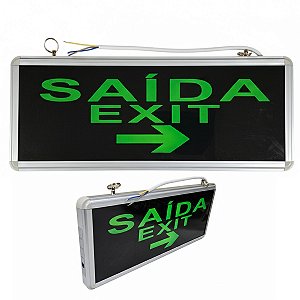 Placa Saida Emergencia Dupla Face Bateria Exit Sinalizaçao Led Segurança Bombeiro Aviso