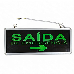 Placa De Sinalizaçao Saida de Emergencia Dupla Face Bateria Recarregavel Seta Aviso Led Iluminaçao Segurança