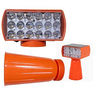 Sinalizador Solar Viario Cone Duas Cores Obra Estrada Rodovia Alerta Avenida Transito Acidente Segurança Fiscalizaçao