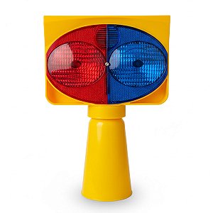 Sinalizador Solar Duas Cores Cone Obra Estrada Rodovia Emergencia Alerta Transito Iluminaçao Acidente Segurança