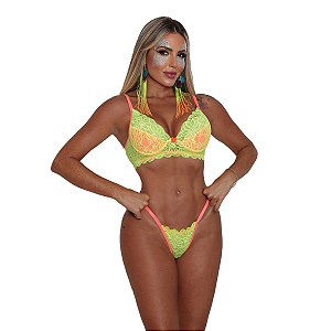 Conjunto Rendado Neon