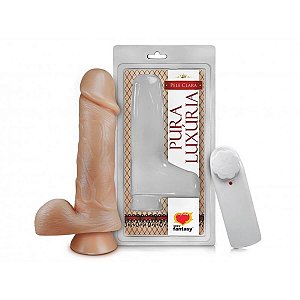 Prótese Pura Luxúria Realístico com Vibro Escroto e Ventosa 18x4,4