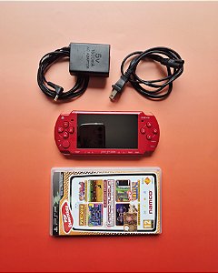 PSP 2000 (Playstation Portable) Vermelho 4Gb Lotado de Jogos + Jogo Namco Museum