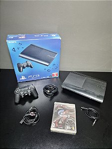 Console Sony (PS3) PlayStation 3 Super Slim 230Gb Lotado de Jogos + Controle + Gran Turismo 5