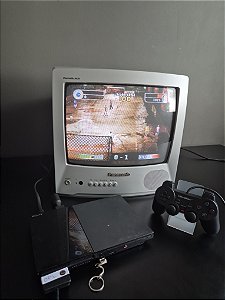 Console Sony (PS2) PlayStation 2 Slim SCPH 90006 + OPL 64Gb Lotado de Jogos + Controle