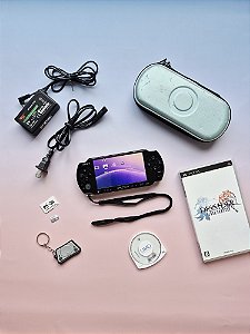 PSP 3000 (Playstation Portable) Preto 32Gb Lotado de Jogos + Dissidia Final Fantasy