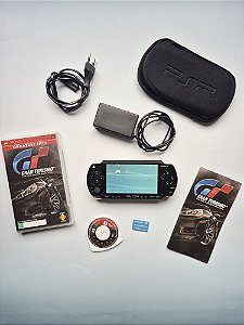 PSP 1000 (Playstation Portable) Preto 8Gb Lotado de Jogo + Jogo Gran Turismo