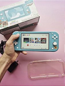 Nintendo Switch Lite Edição Animal Crossing Completo 128Gb Lotado de Jogos