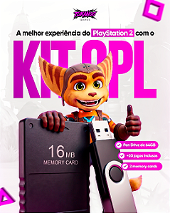 Kit OPL 64GB Para PS2 Lotado de Jogos + Emulador Retro