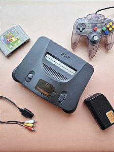 Nintendo 64 (N64) + Controle Atomic Purple Original + Jogo Super Mario