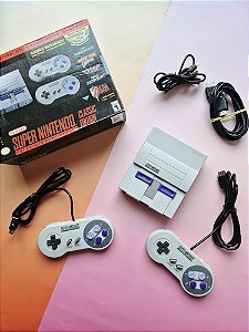Super Nintendo Classic Edition Mini Completo Lotado de Jogos (SNES Mini) + 2 Controles