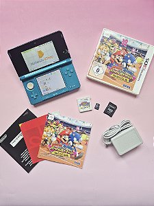 Nintendo 3DS Azul 16GB Cheio de Jogos + Jogo Mário & Sonic