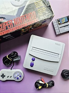 Super Nintendo Slim Completo (SNES) + Controle Original + Jogo Super Mario World