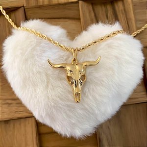 Colar Feminino Touro com Cordão Baiano Banhado a Ouro 18K