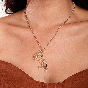 Colar Feminino Brutão com Zircônias no Cordão Baiano Banhado a Ouro 18K