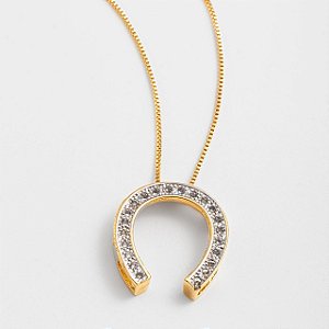 Colar Feminino Ferradura Brilhante Banhado a Ouro 18K