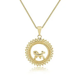 Colar Feminino Mandala Cavalo com Zircônia Banhado a Ouro 18K