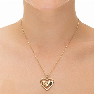 Colar Feminino Mulher com Seu Cavalo Banhado a Ouro 18K