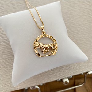 Colar Feminino Cavalo na Ferradura com Estilo Banhado a Ouro 18K