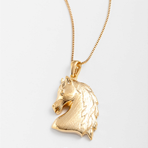 Colar Feminino Cavalo Glamouroso Banhado a Ouro 18K
