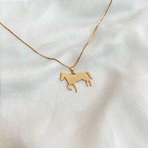 Colar Feminino Cavalo Mangalarga Banhado a Ouro 18K