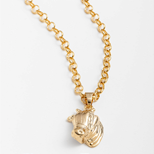 Colar Feminino Boi com Cordão Elo Português Banhado a Ouro 18K