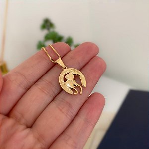 Colar Feminino Cavalo na Ferradura Elegância Banhado a Ouro 18K